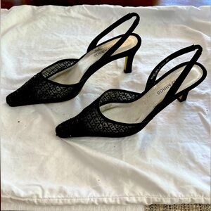 Caparros Black D’Orsay Sequined Mesh slingback size 6.5 New